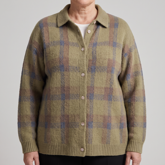 Retro Check Sweater in Khaki – ZOCOIFY