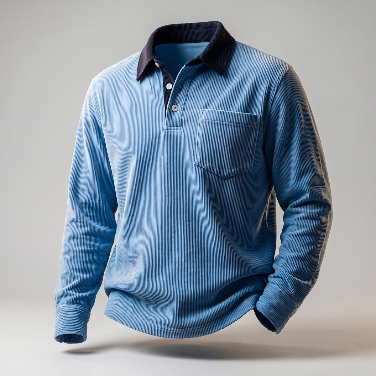 Corduroy Polo Shirt in Baby Blue – ZOCOIFY