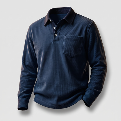 Corduroy Polo Shirt in Navy Blue – ZOCOIFY