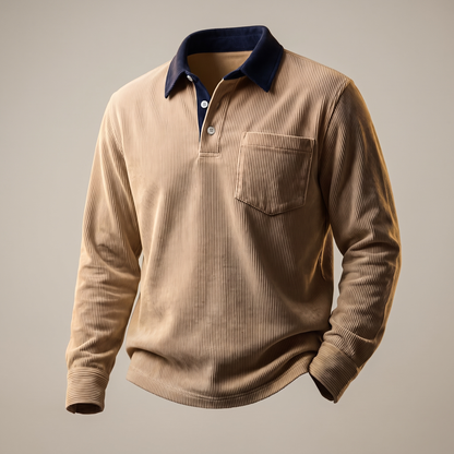 Corduroy Polo Shirt in Khaki Brown – ZOCOIFY