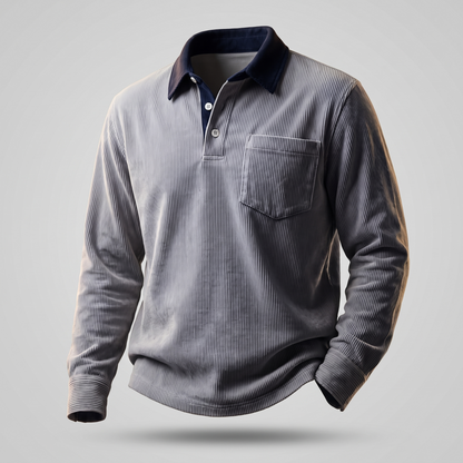 Corduroy Polo Shirt in Slate Grey – ZOCOIFY