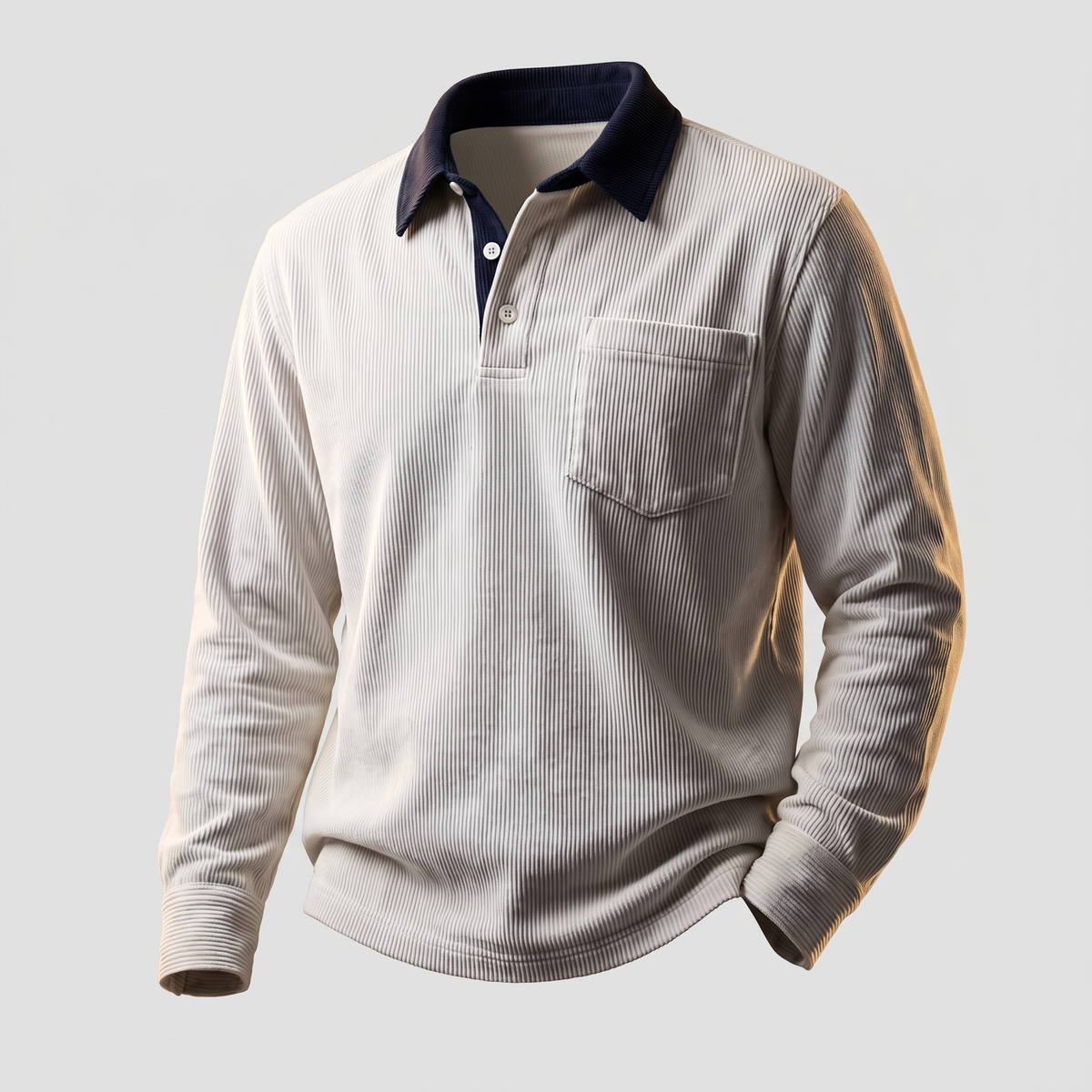 Corduroy Polo Shirt in Pure White – ZOCOIFY