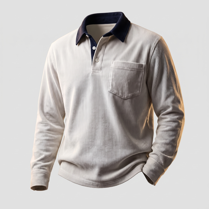 Corduroy Polo Shirt in Pure White – ZOCOIFY
