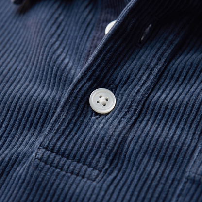 Corduroy Polo Shirt in Navy Blue – ZOCOIFY