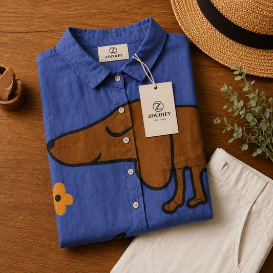 Heritage Pup Blouse in Blue | Zocoify™