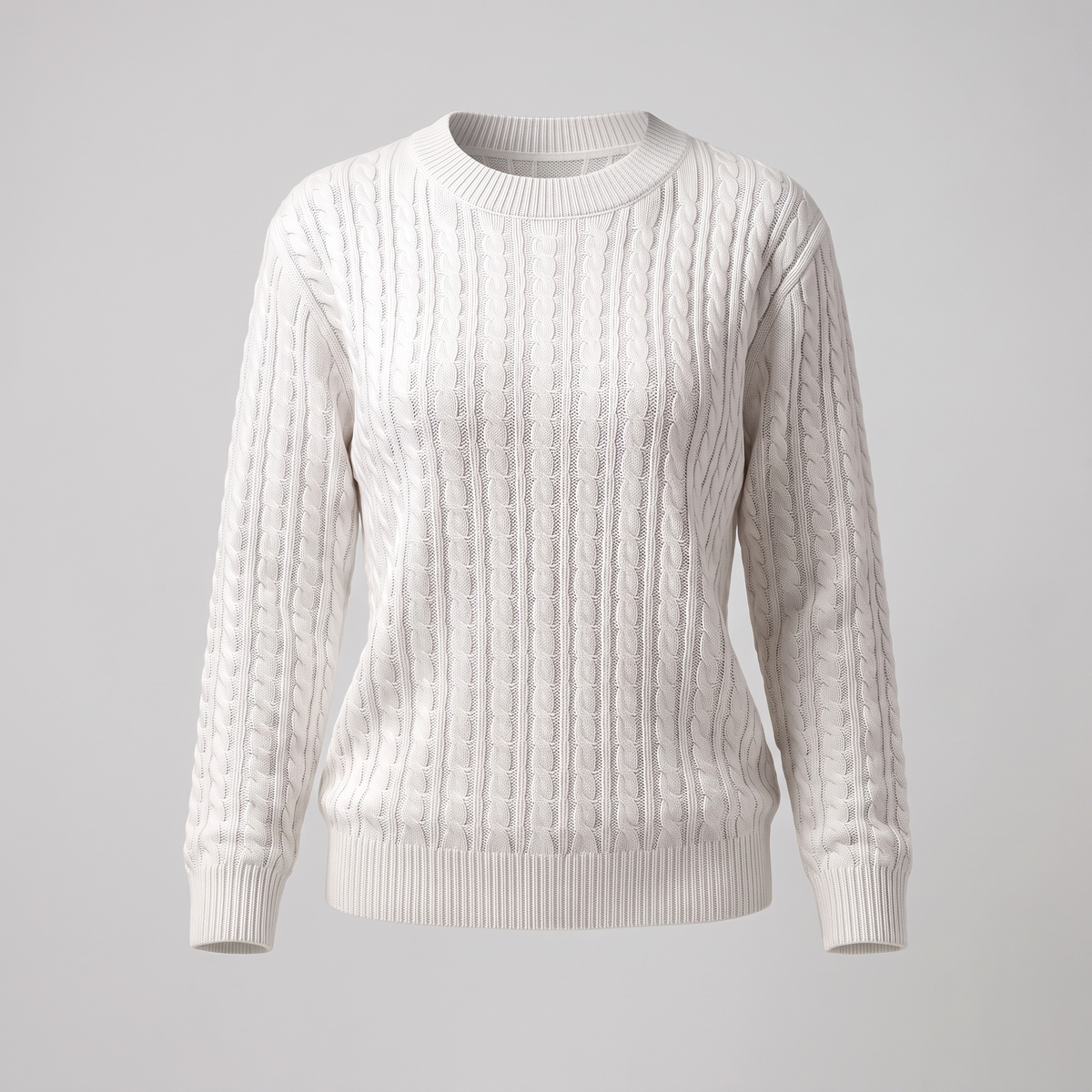 Cable Knit Sweater in White – ZOCOIFY