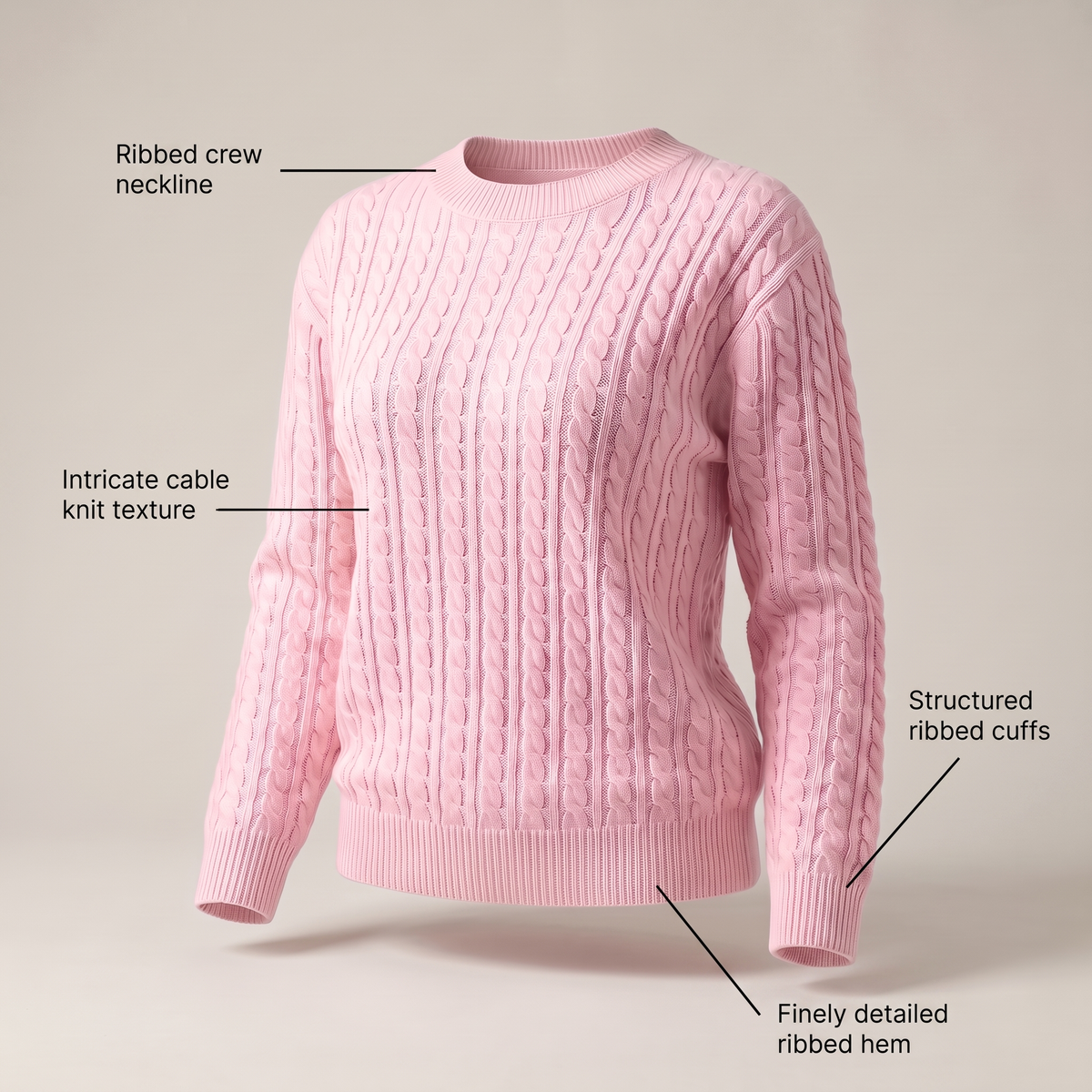 Cable Knit Sweater in Pink – ZOCOIFY