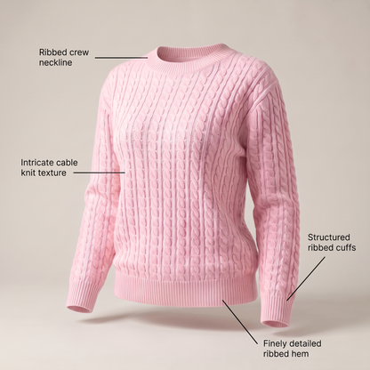 Cable Knit Sweater in Pink – ZOCOIFY