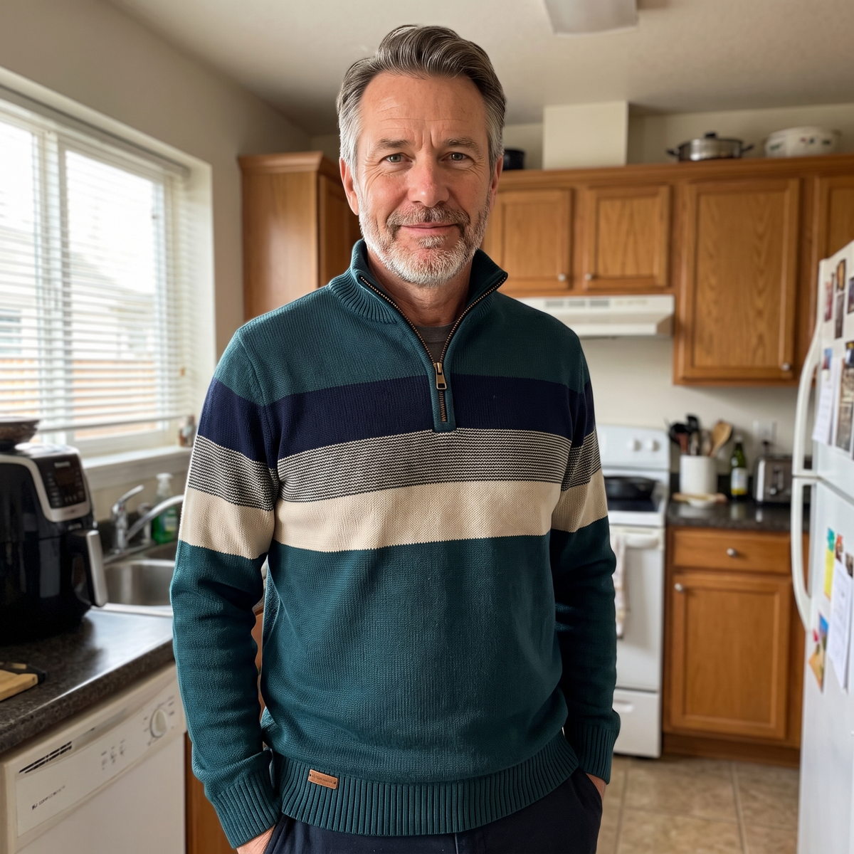 Stripe Quarter-Zip Pullover in Green – ZOCOIFY