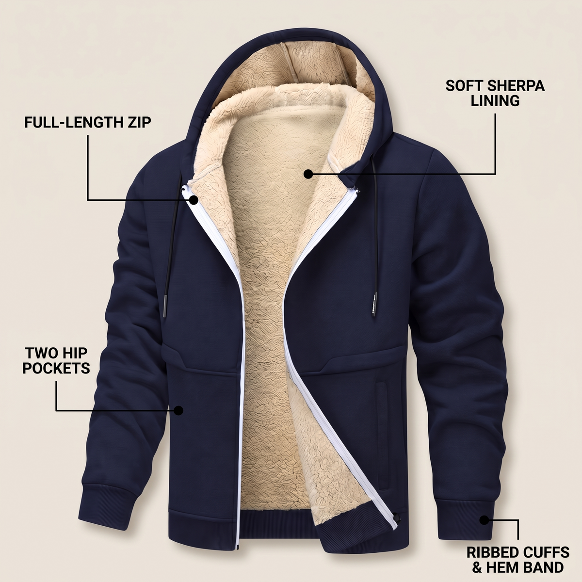 Teddy-Lined Zip Jacket – ZOCOIFY