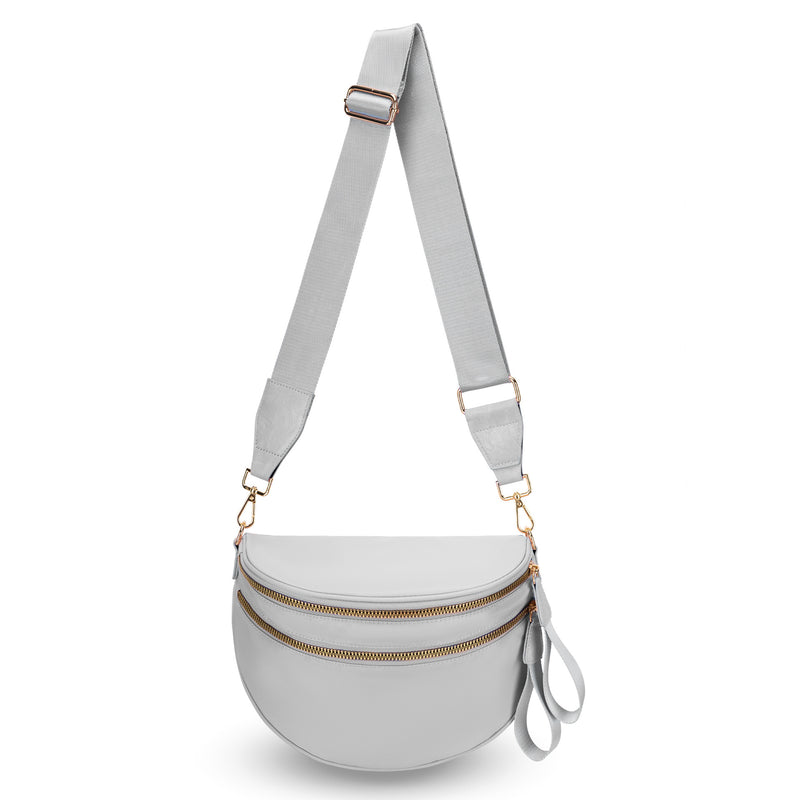 ZOCOIFY Everyday Roomy Crossbody Bag, Light Gray