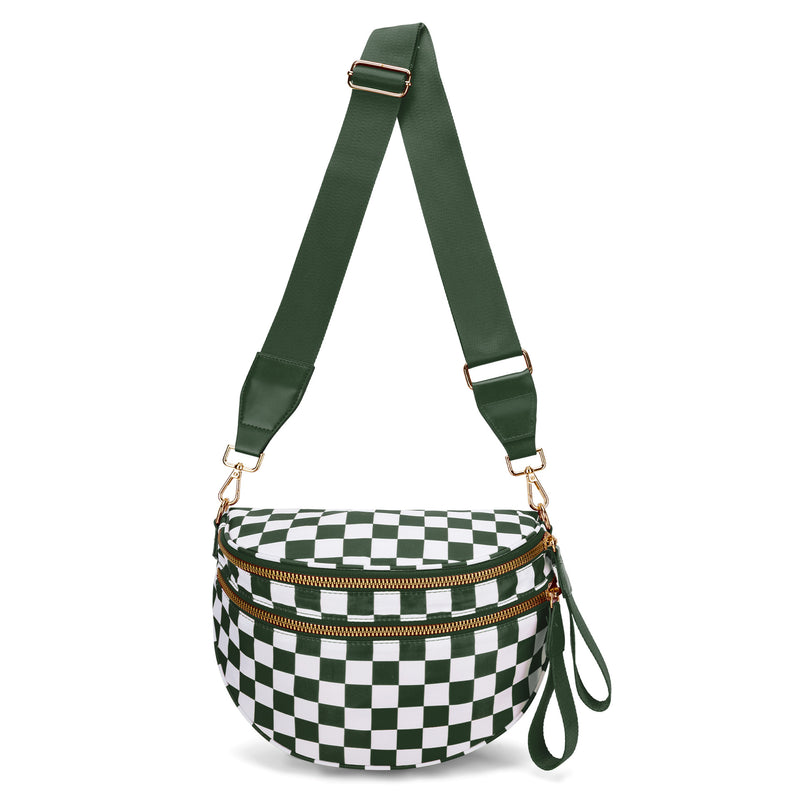 ZOCOIFY Everyday Roomy Crossbody Bag, Green Check