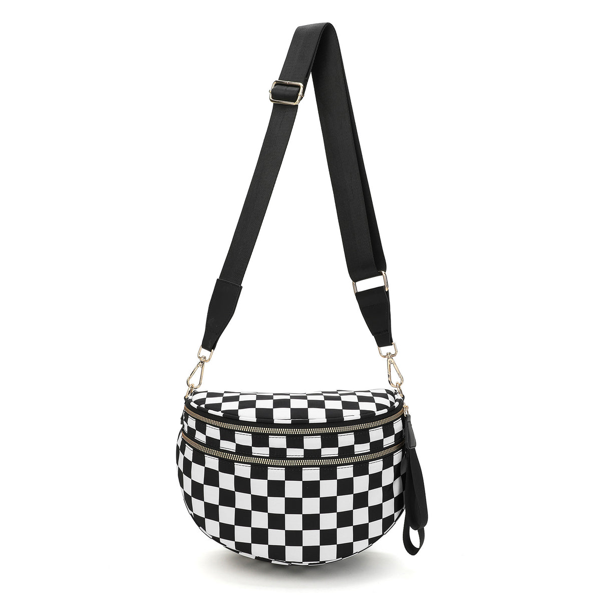 ZOCOIFY Everyday Roomy Crossbody Bag, Black & White Check