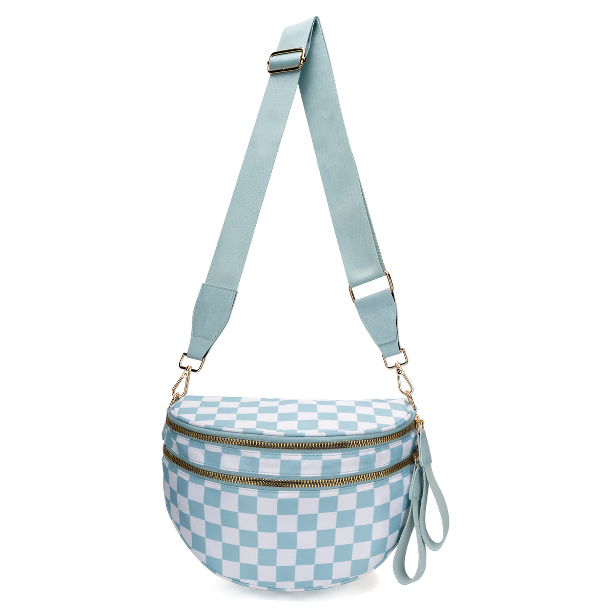 ZOCOIFY Everyday Roomy Crossbody Bag, Ice Blue Check