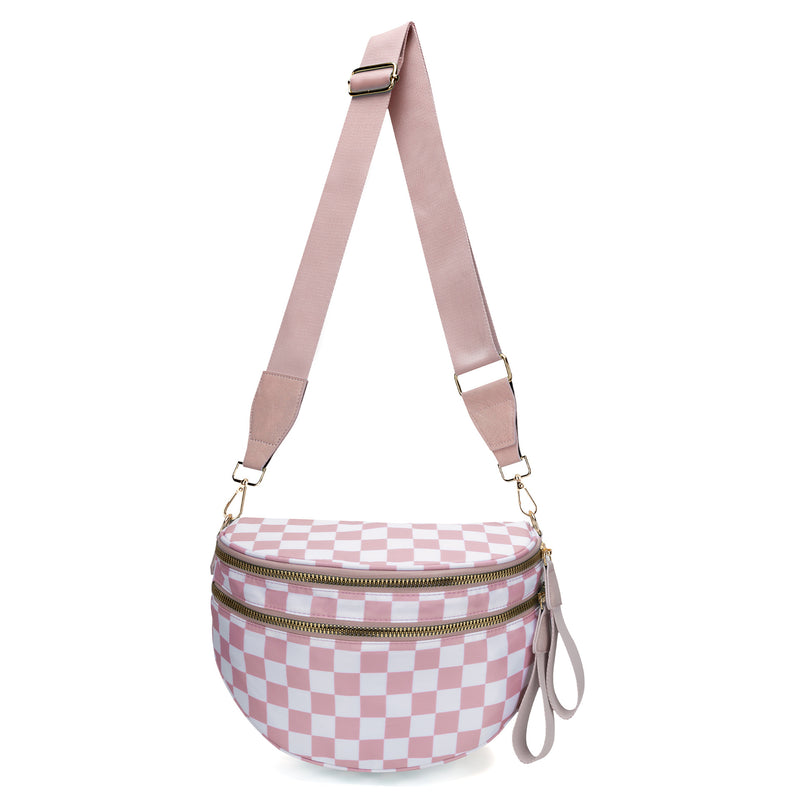ZOCOIFY Everyday Roomy Crossbody Bag, Pink Check