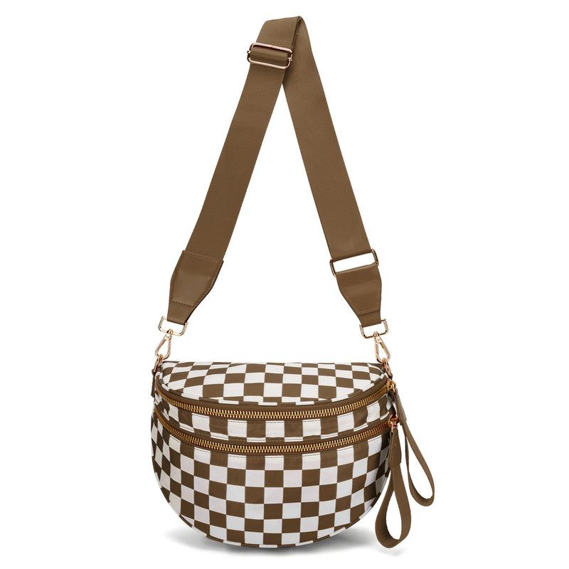 ZOCOIFY Everyday Roomy Crossbody Bag, Caramel Check