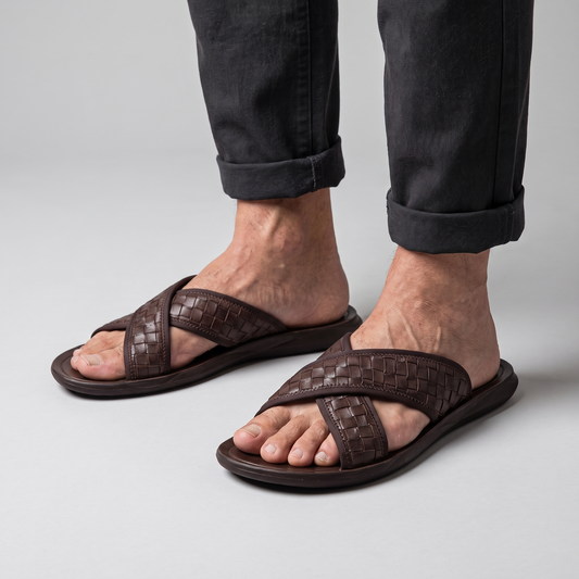 Cross-Strap Sandals in Brown – ZOCOIFY