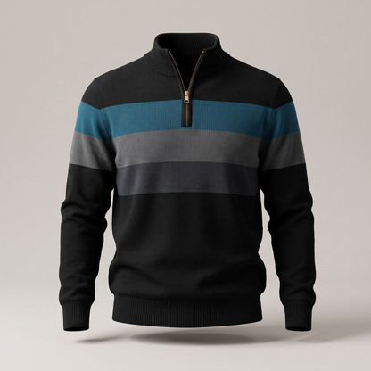 Stripe Quarter-Zip Pullover in Black – ZOCOIFY