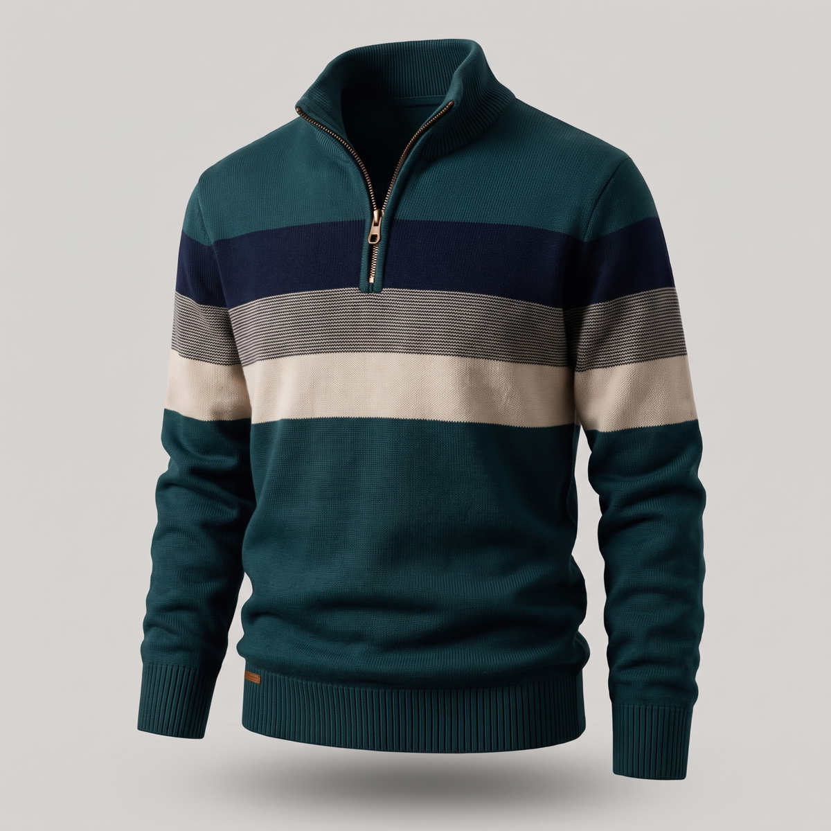 Stripe Quarter-Zip Pullover in Green – ZOCOIFY