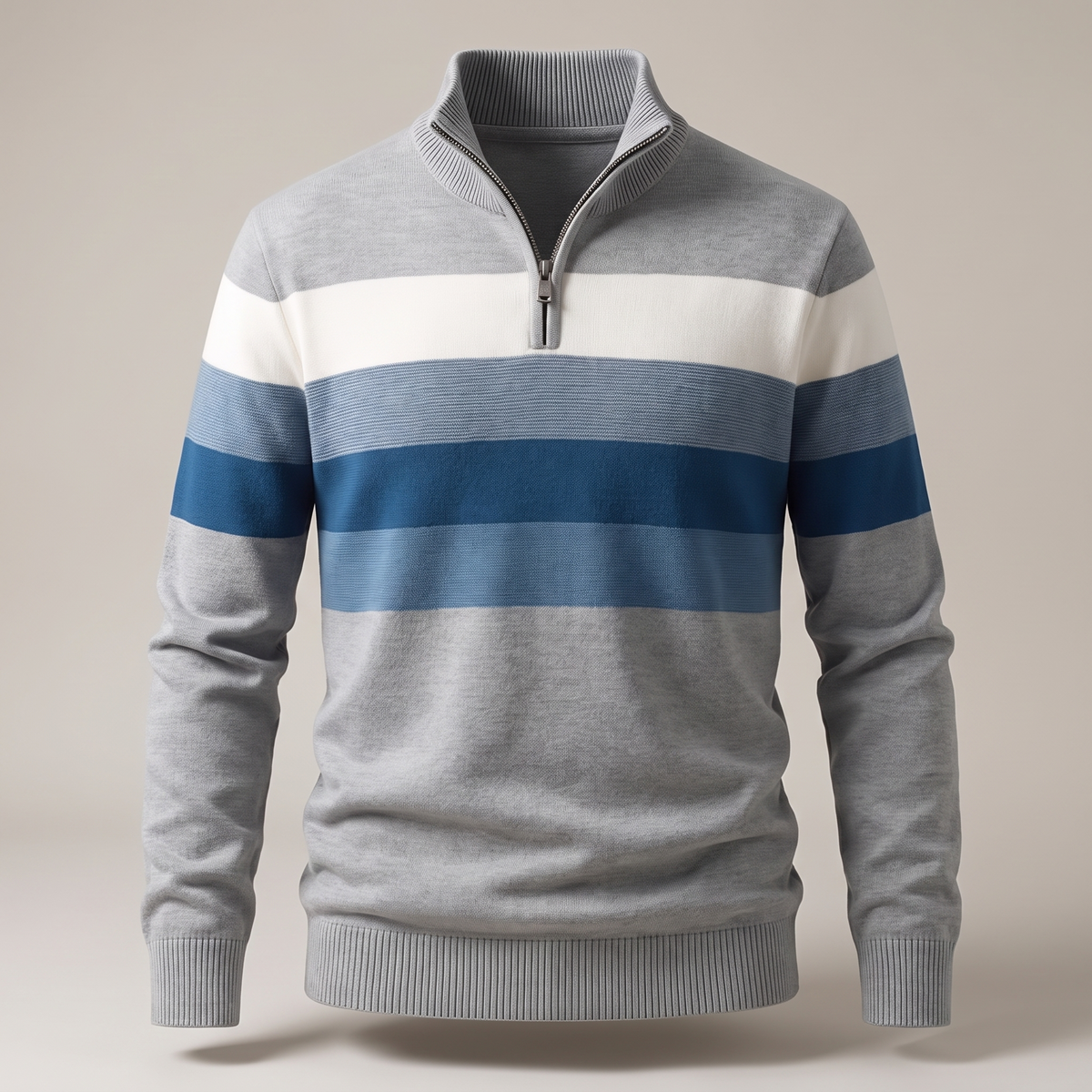 Stripe Quarter-Zip Pullover in Grey – ZOCOIFY