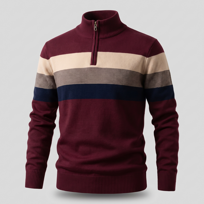 Stripe Quarter-Zip Pullover in Maroon – ZOCOIFY