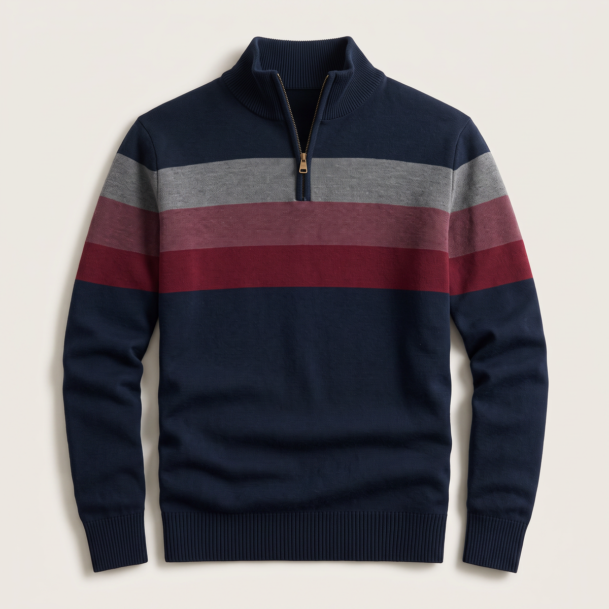 Stripe Quarter-Zip Pullover in Navy – ZOCOIFY