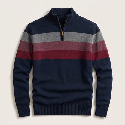 Stripe Quarter-Zip Pullover in Navy – ZOCOIFY