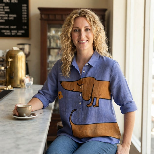 Heritage Pup Blouse in Blue | Zocoify™
