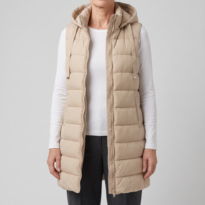 Long Quilted Vest in Beige – ZOCOIFY