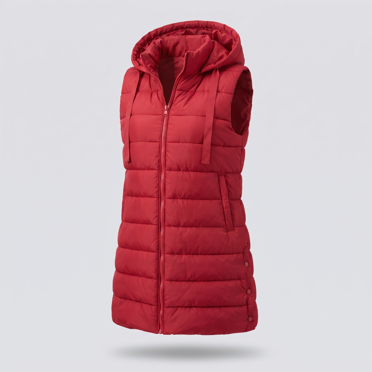 Long Quilted Vest in Red – ZOCOIFY